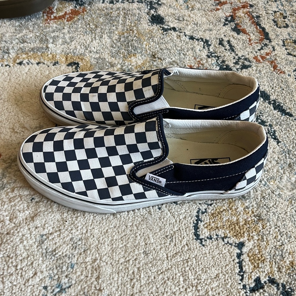 Vans Dark Blue and White Checkerboard Slip-Ons - Picture 2 of 5